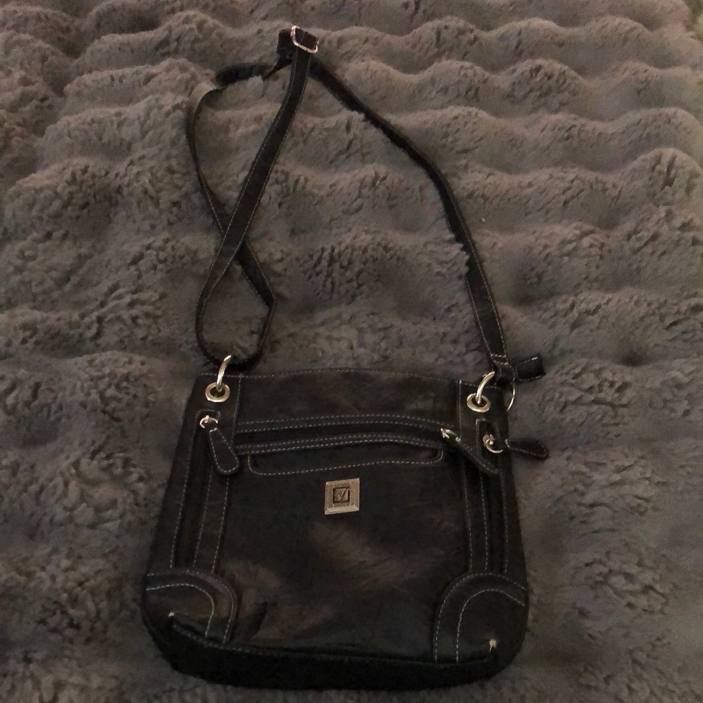 Stone Mountain Accessories Black Crossbody Bag with Metallic Accents